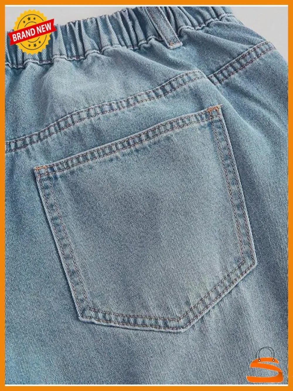 High Waist Wide Leg Baggy Elastic Waistband Jeans